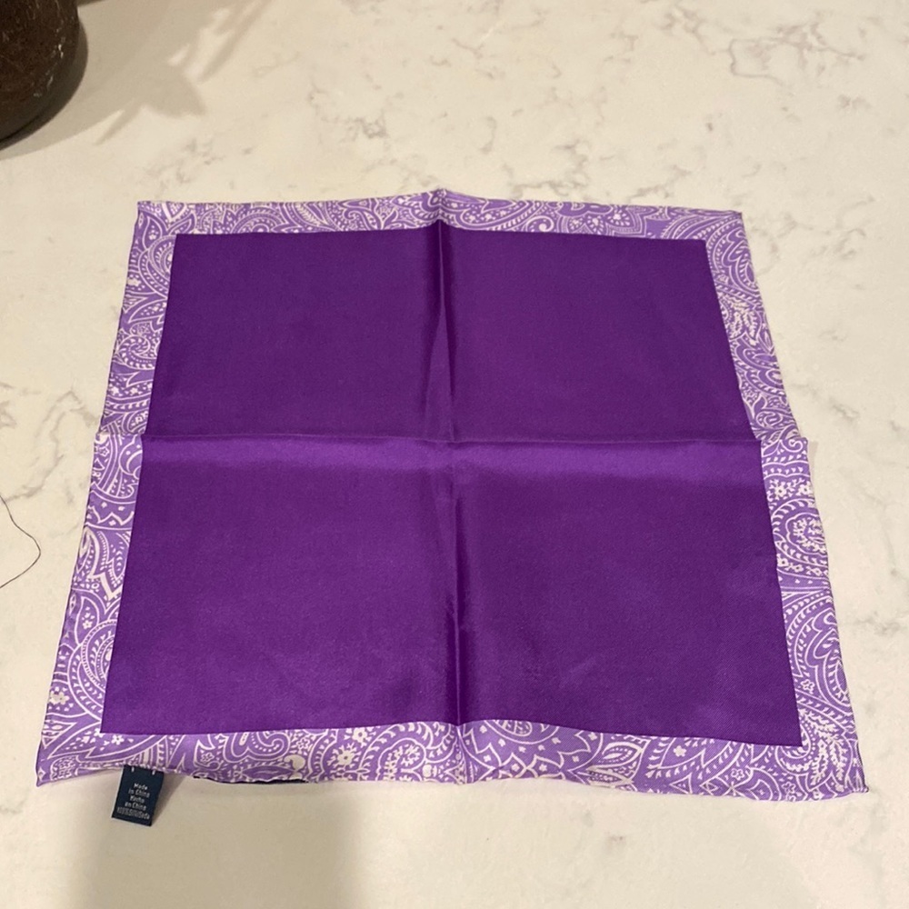 Ryan Seacrest Distinction purple paisley trim pocket square formal prom wedding